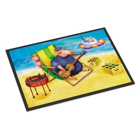CAROLINES TREASURES Pig Sunbathing on the Beach Indoor or Outdoor Mat, 18 x 27 in. APH0079MAT